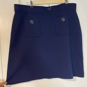 Navy Blue Tommy Hilfiger Knee-length Skirt w/ Front Pockets & Buttons|Size: XL